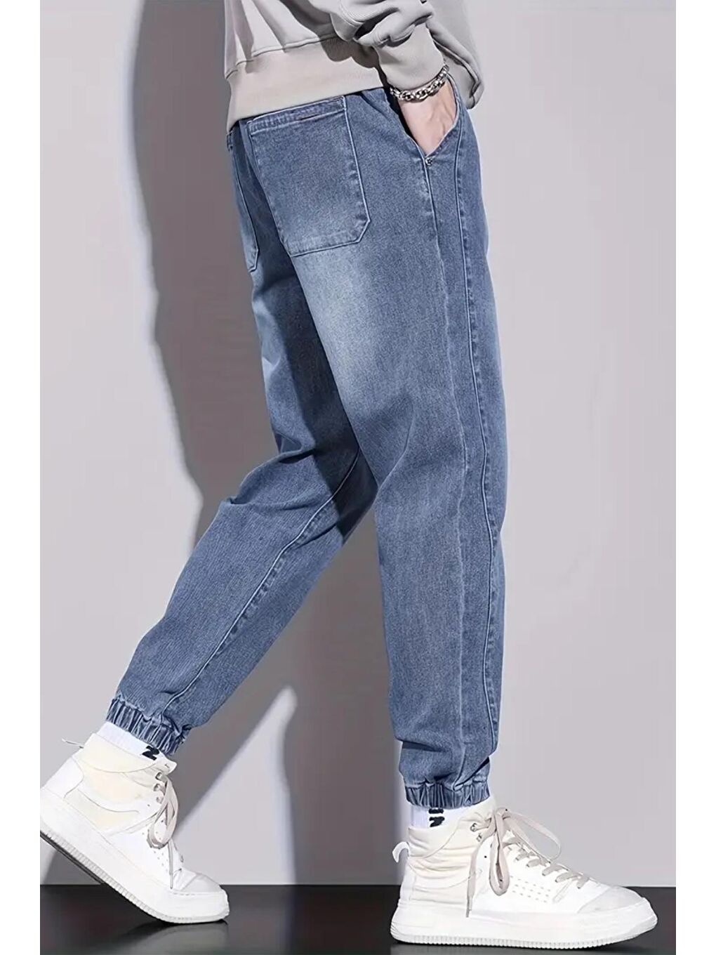 Mavi Reax Simon Beli ve Paçası Lastikli İpli Jogger Kesim Erkek Jean Pantolon-1