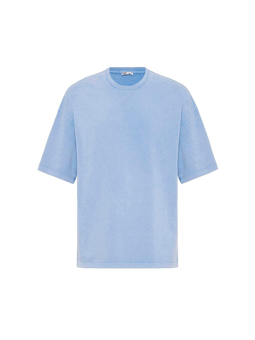 Yıkamalı Oversize Tişört Mavi-1