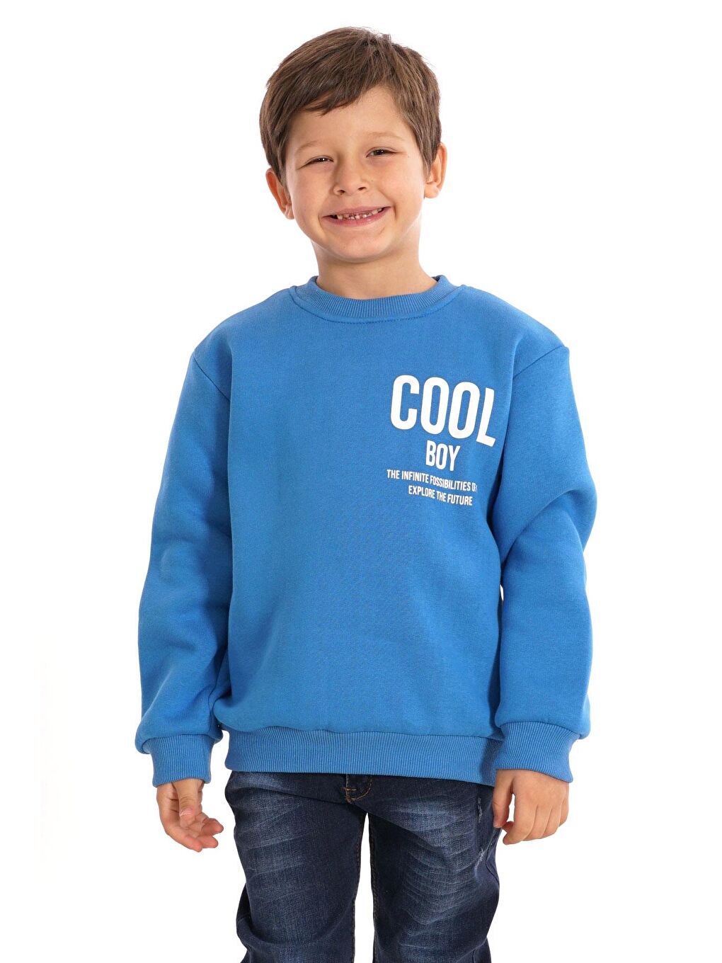 Mavi Bisiklet Yaka Şardonlu Cool Boy Baskılı Saks Renk Erkek Çocuk Sweat-2