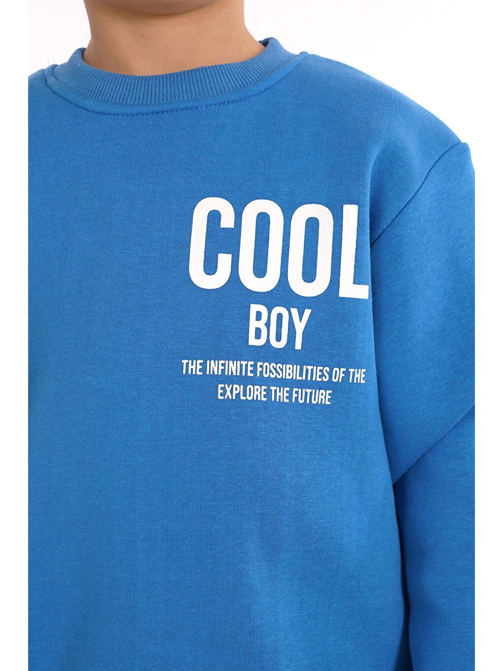 Mavi Bisiklet Yaka Şardonlu Cool Boy Baskılı Saks Renk Erkek Çocuk Sweat-3