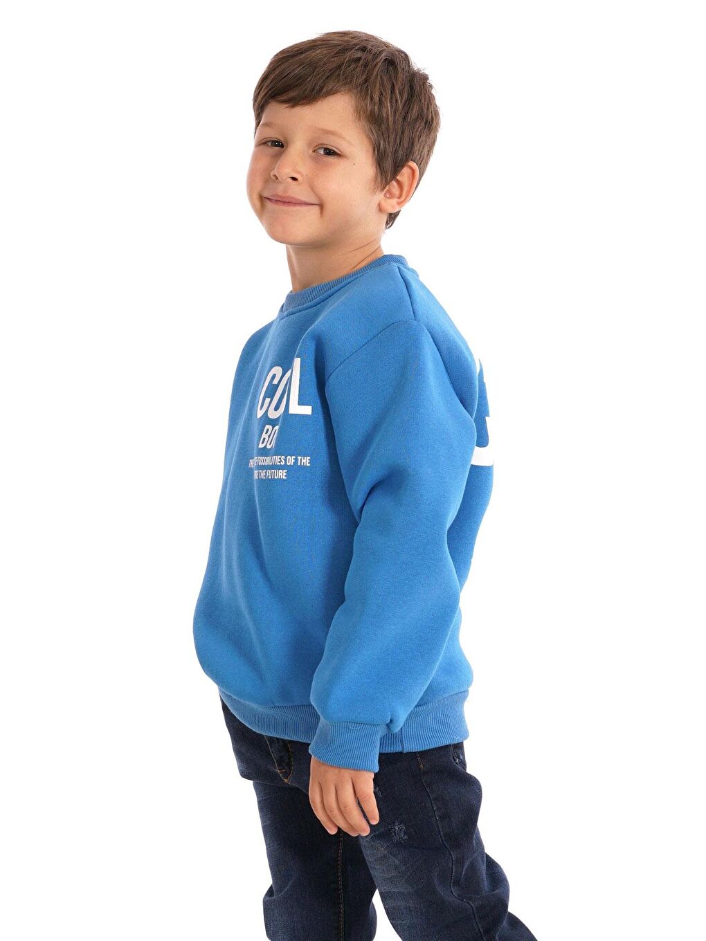 Mavi Bisiklet Yaka Şardonlu Cool Boy Baskılı Saks Renk Erkek Çocuk Sweat-4