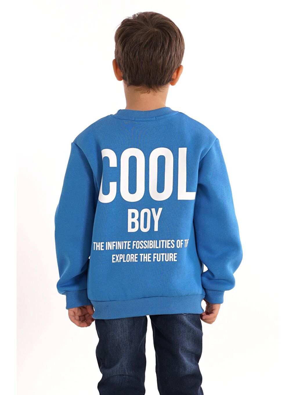 Mavi Bisiklet Yaka Şardonlu Cool Boy Baskılı Saks Renk Erkek Çocuk Sweat-5
