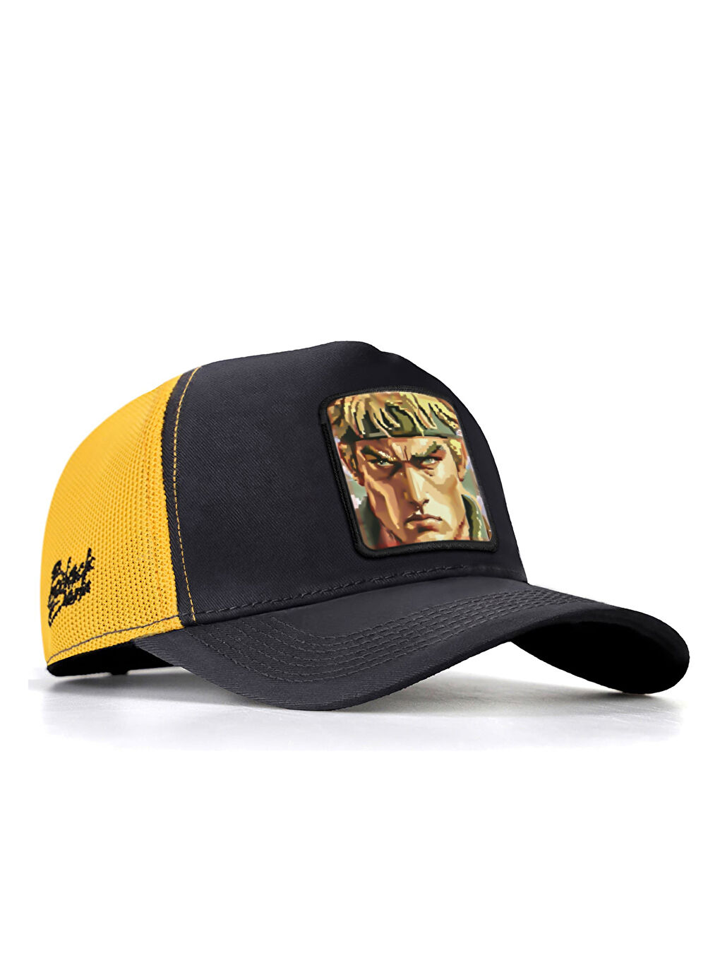 Gri V1 Trucker Fighter - 5 Kod Logolu Unisex Koyu Antrasit - Sarı Şapka (CAP)