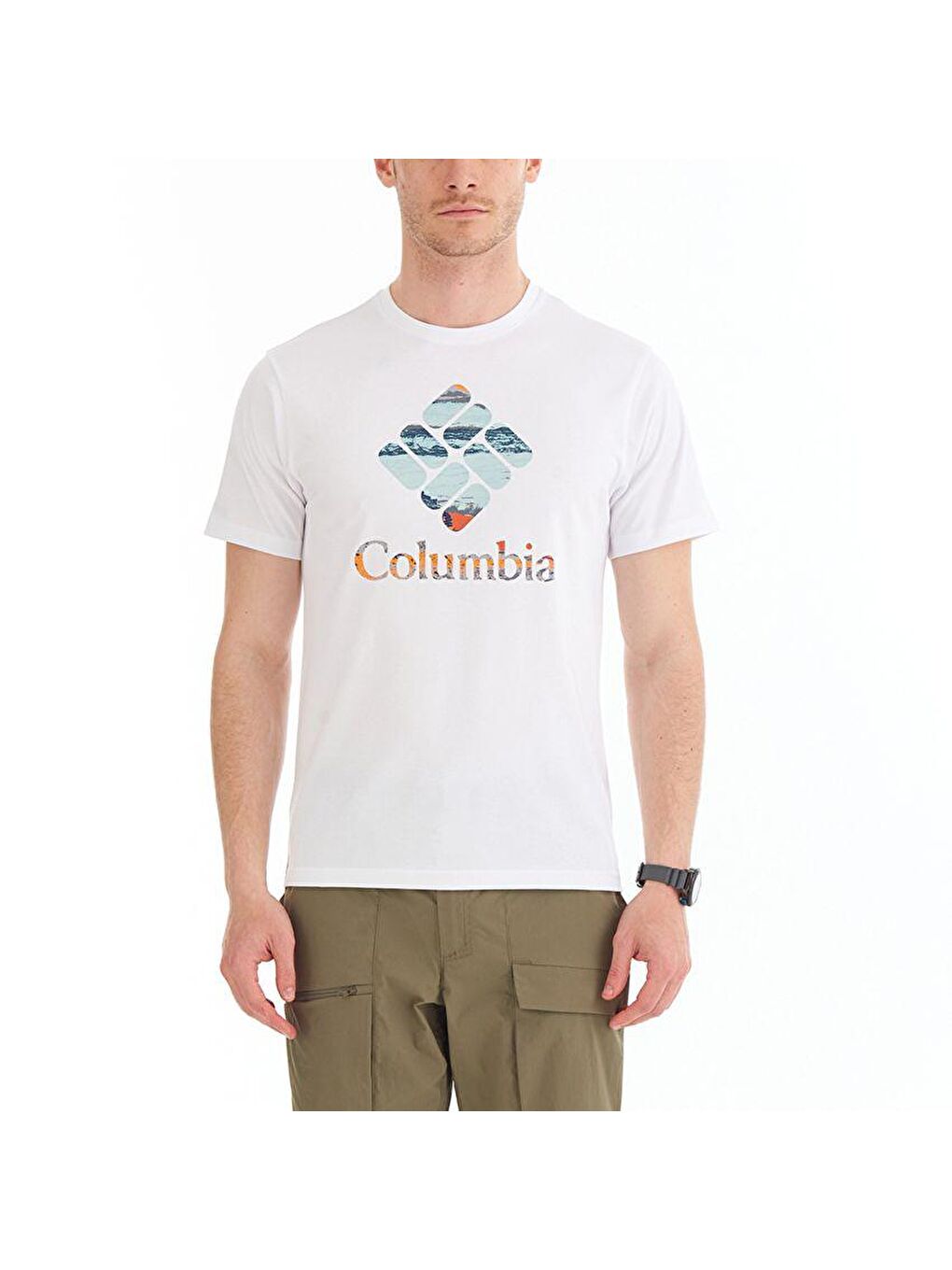 Columbia Beyaz Csc M Stacked Hyper Nature SS Tee Erkek Kısa Kollu Tişört CS0242-100