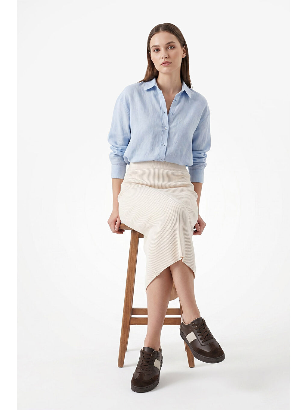 Kahverengi Kadın KAHVERENGİ Bağcıklı Hakiki Deri Sneaker-2