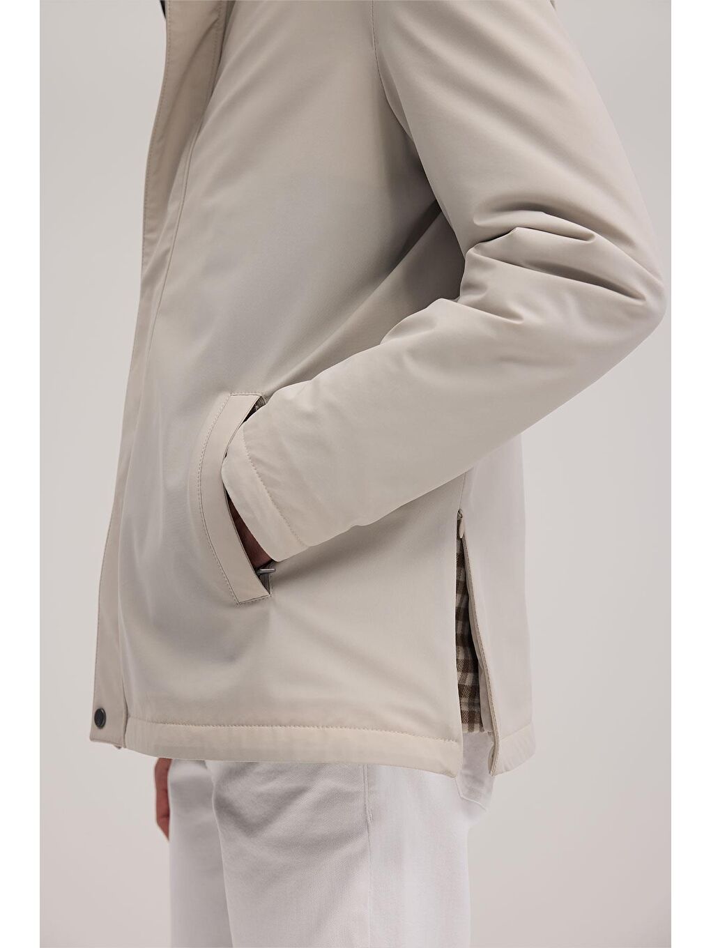 Bej Comfort Fit Hakim Yaka Mont-2