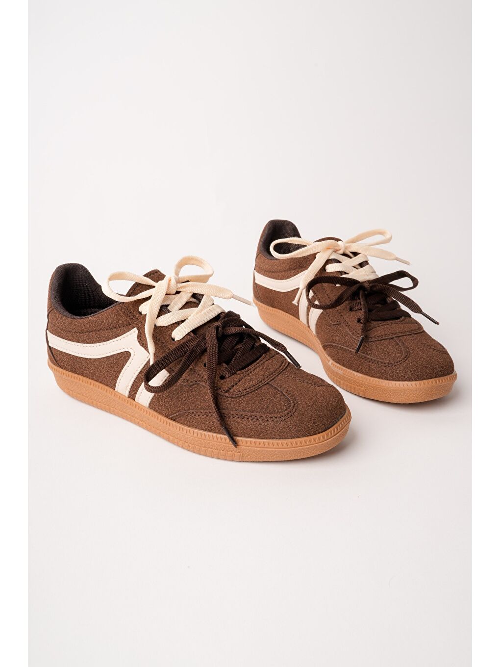 Kahverengi HUXLEY Çift Bağcıklı Günlük Kadın Sneaker Spor Ayakkabı-1
