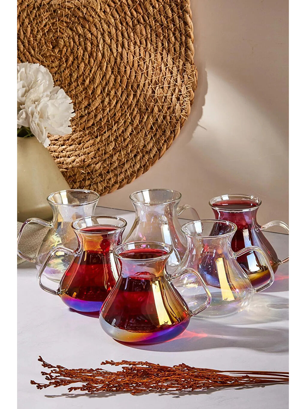 Renksiz Ehl-i Keyf Luster 6'lı 200 ml Borosilikat Çay Bardağı Seti-1