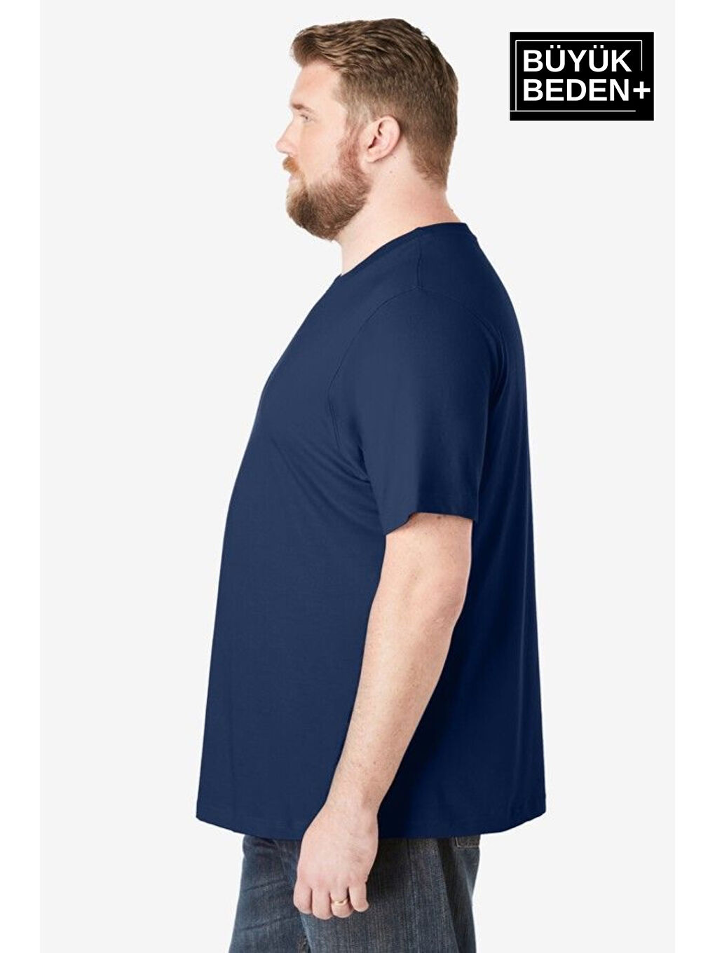 Lacivert Erkek Büyük Beden Bisiklet Yaka Tişört SPRBTS10-1