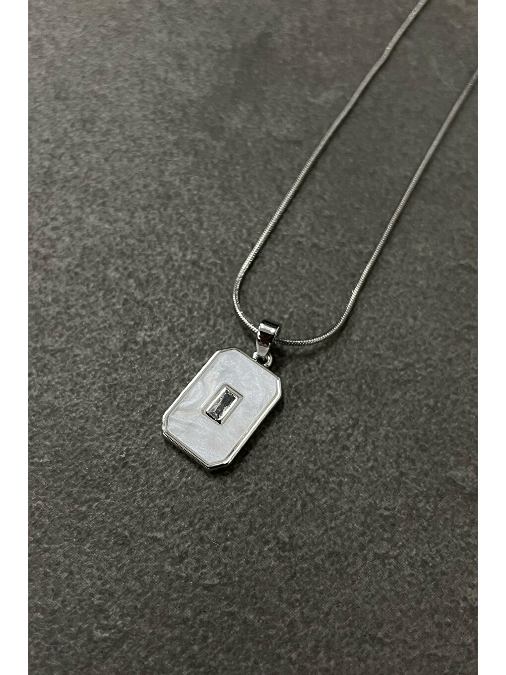 Gri Erkek Maskülen Çelik Kolye-1