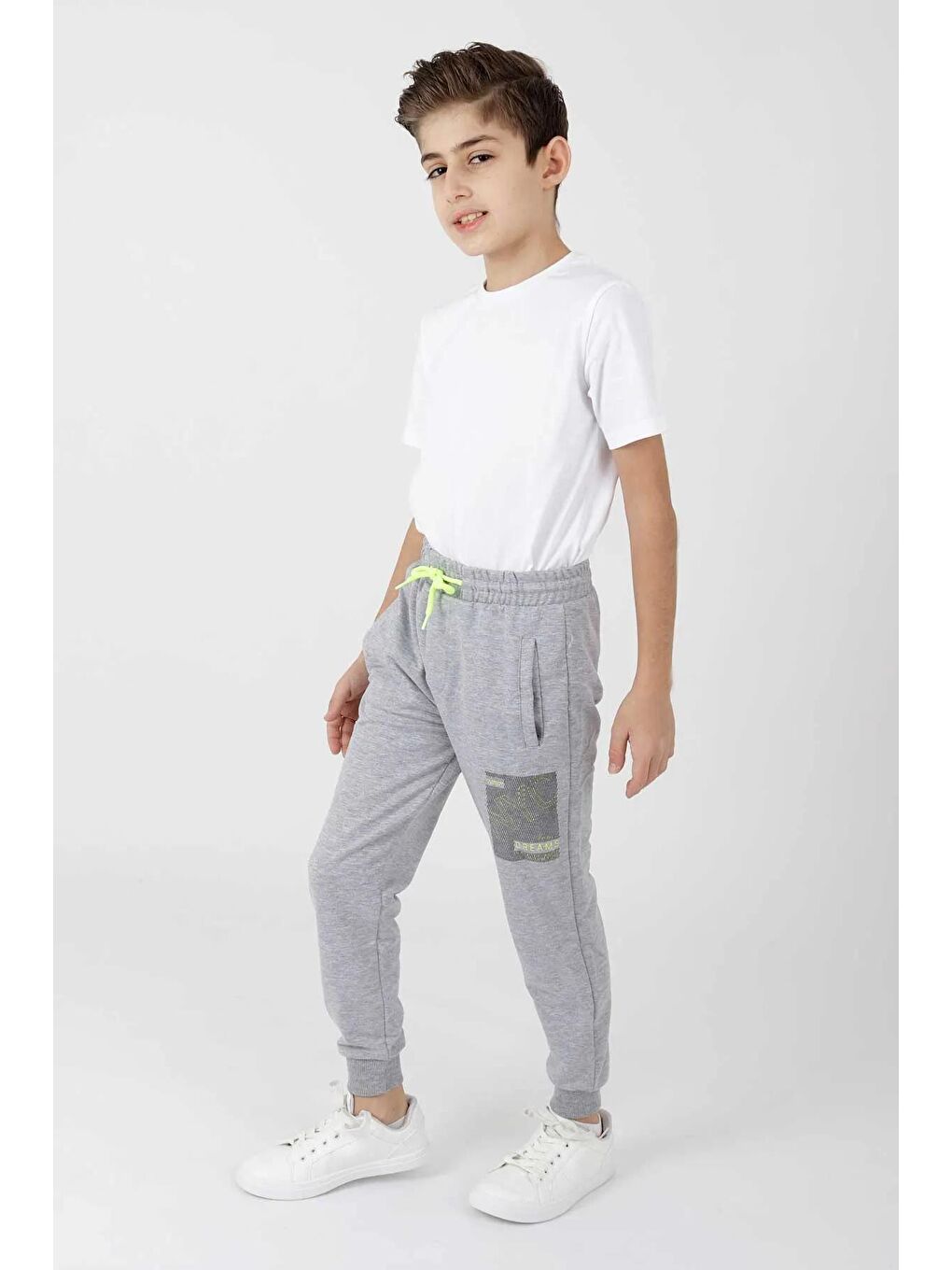 Gri Erkek Çocuk Nyc Neon Manşetli Trend Eşofman Takımı Ak2093-1