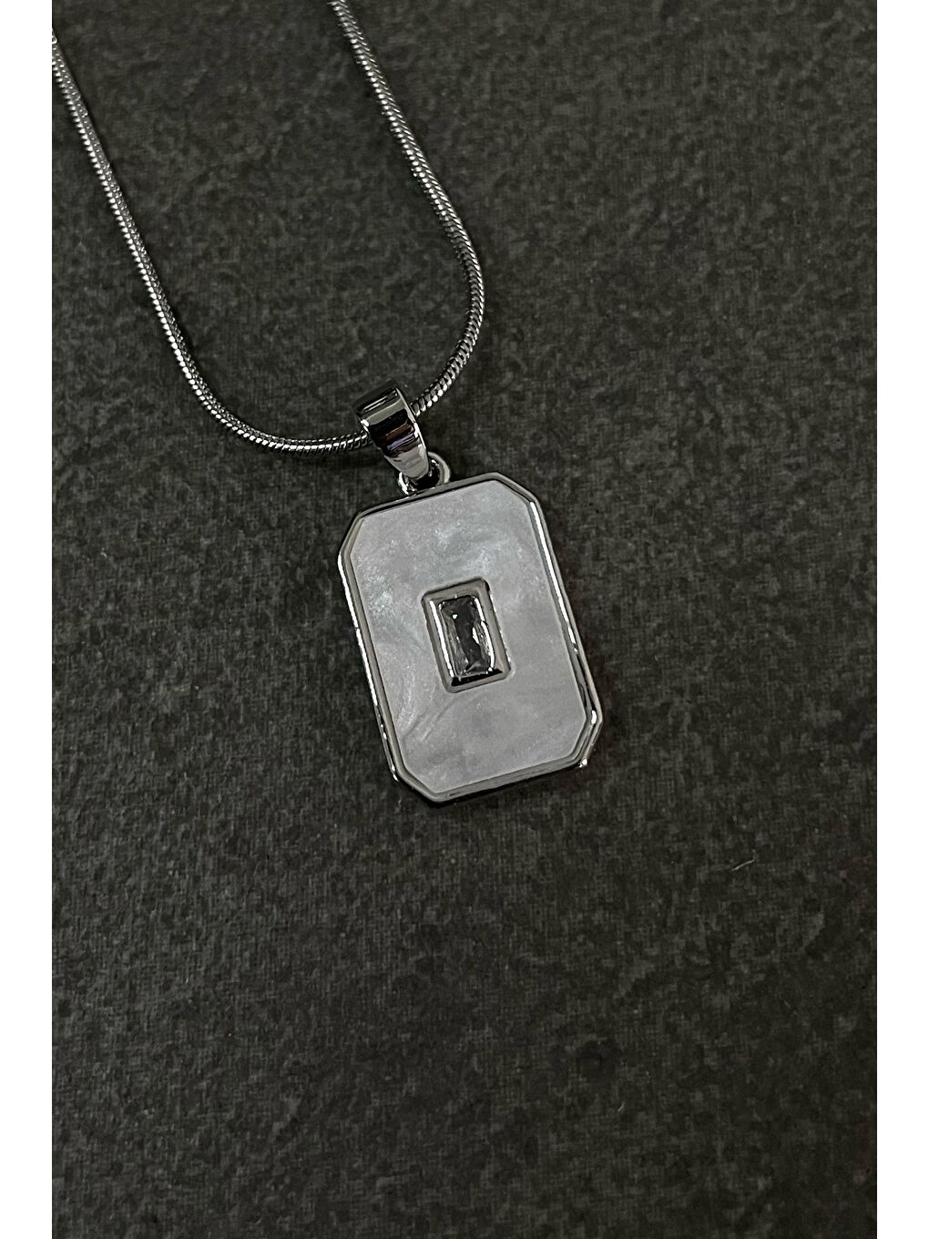 Gri Erkek Maskülen Çelik Kolye-2