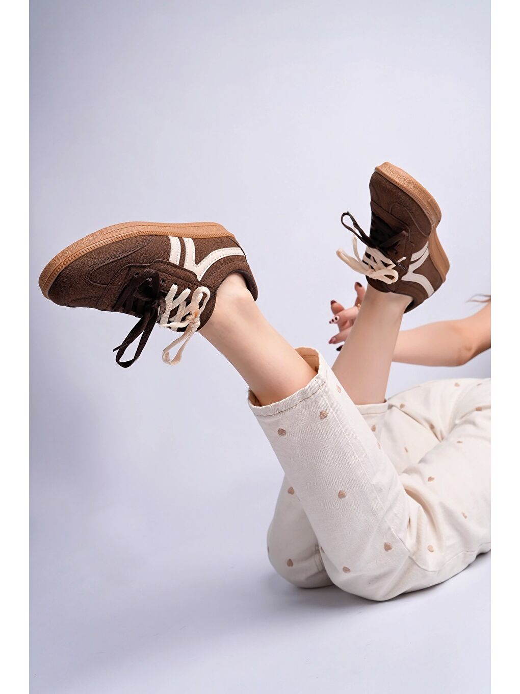 Kahverengi HUXLEY Çift Bağcıklı Günlük Kadın Sneaker Spor Ayakkabı-6