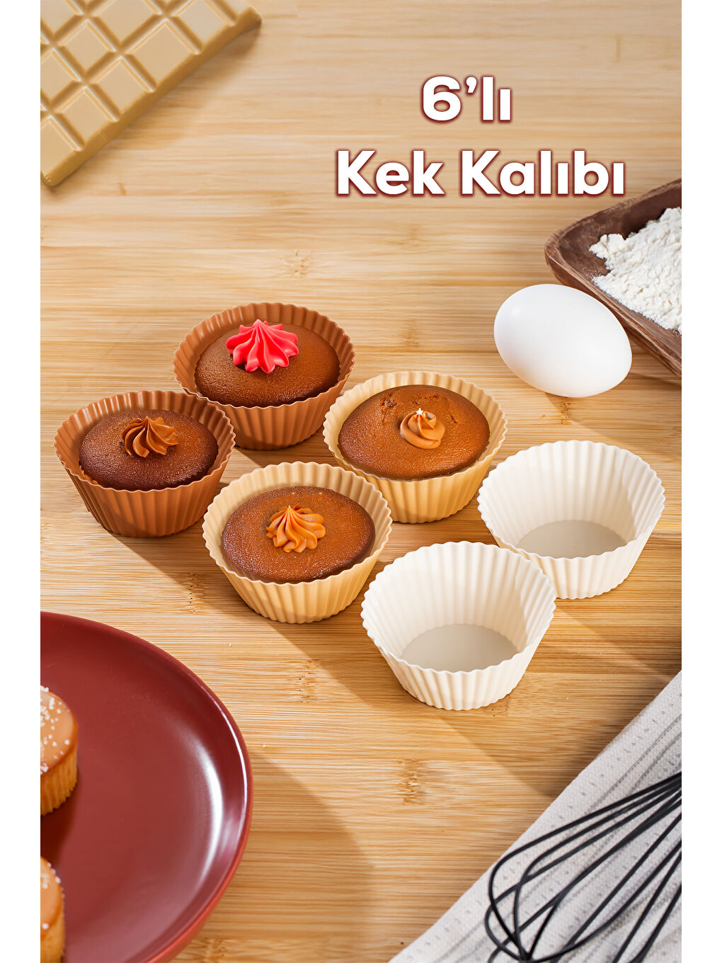 Bej 16309 Silikon 6'lı Mini Kek Kalıbı Muffin Kek Kalıbı