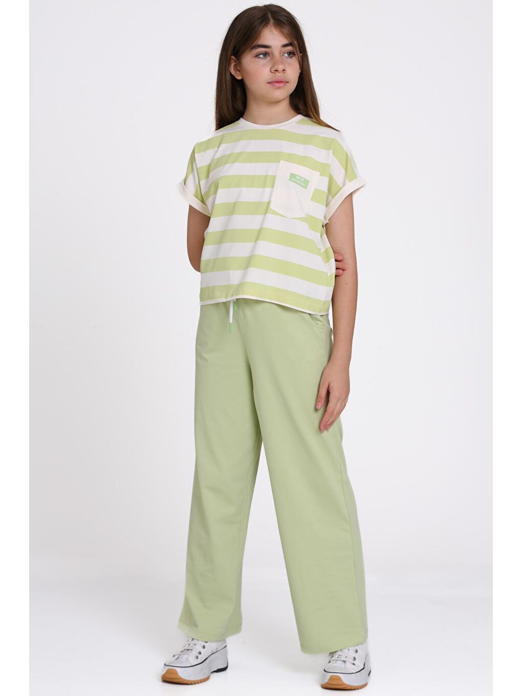 Yeşil Çizgili Baskılı 8-12 Yaş Takım - 2458-6-2