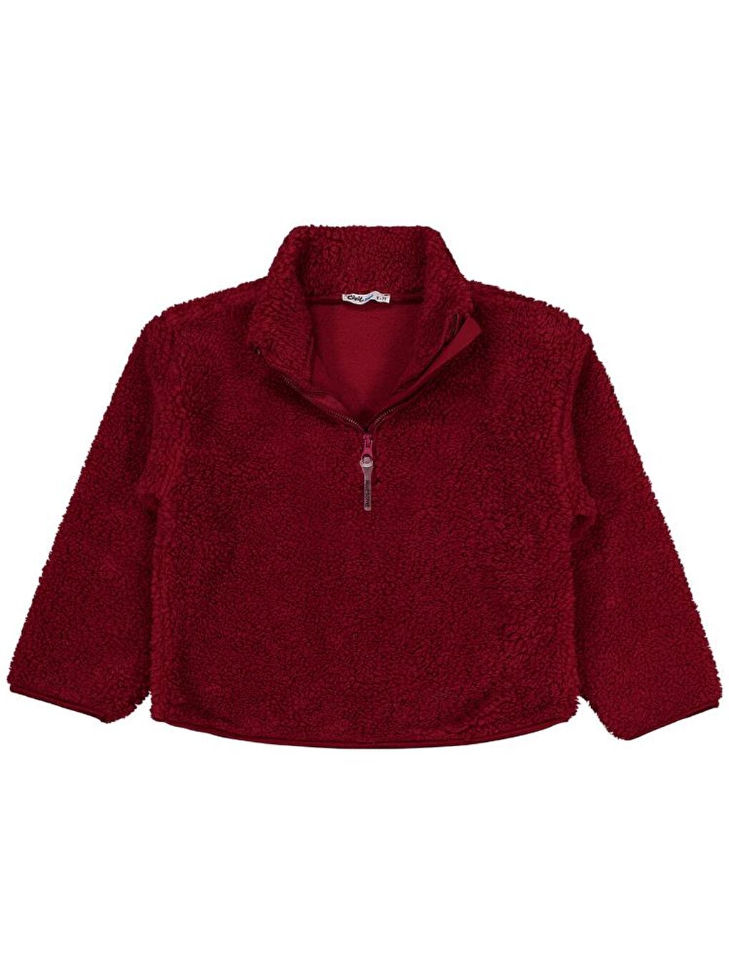 Boys Biyeli Yarım Fermuarlı 6-9 Yaş Sweatshirt - Bordo 9-10 Yaş