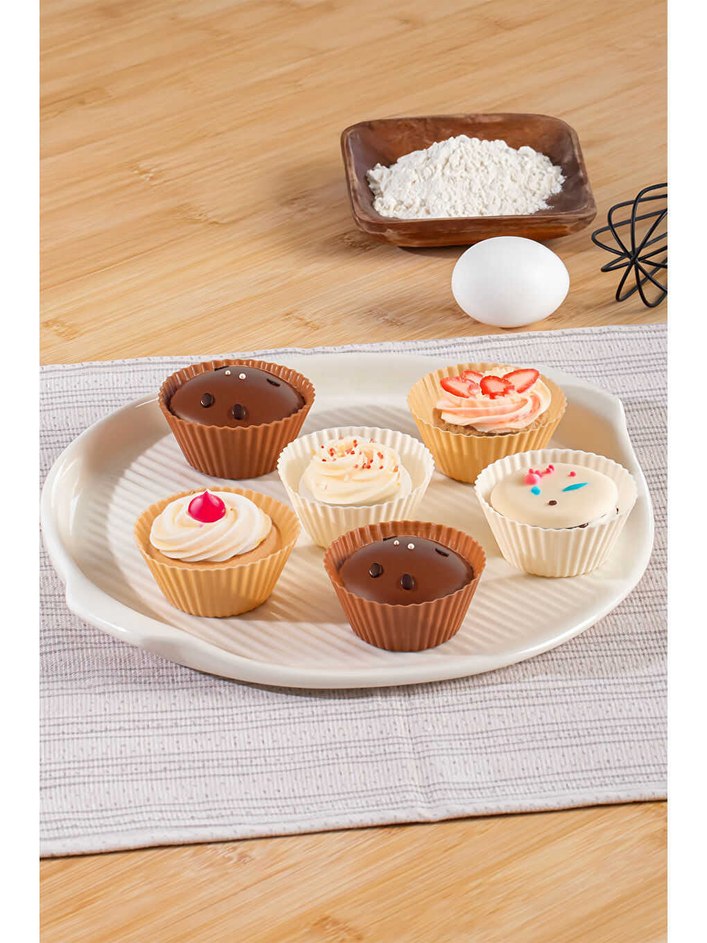 Bej 16309 Silikon 6'lı Mini Kek Kalıbı Muffin Kek Kalıbı-1