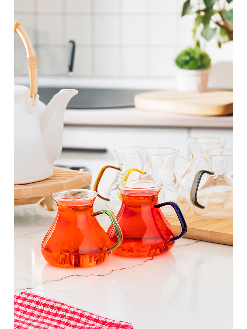 Renksiz Ehl-i Keyf Renkli 6'lı 200 ml Borosilikat Çay Bardağı Seti-1