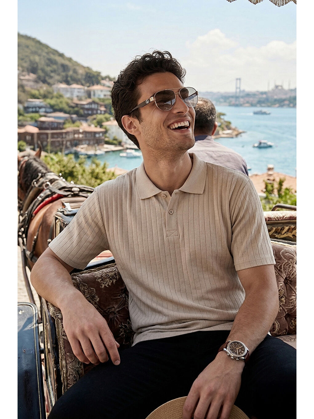 Bej Pamuklu Kısa Kollu Düğmeli Polo T Shirt 5904051