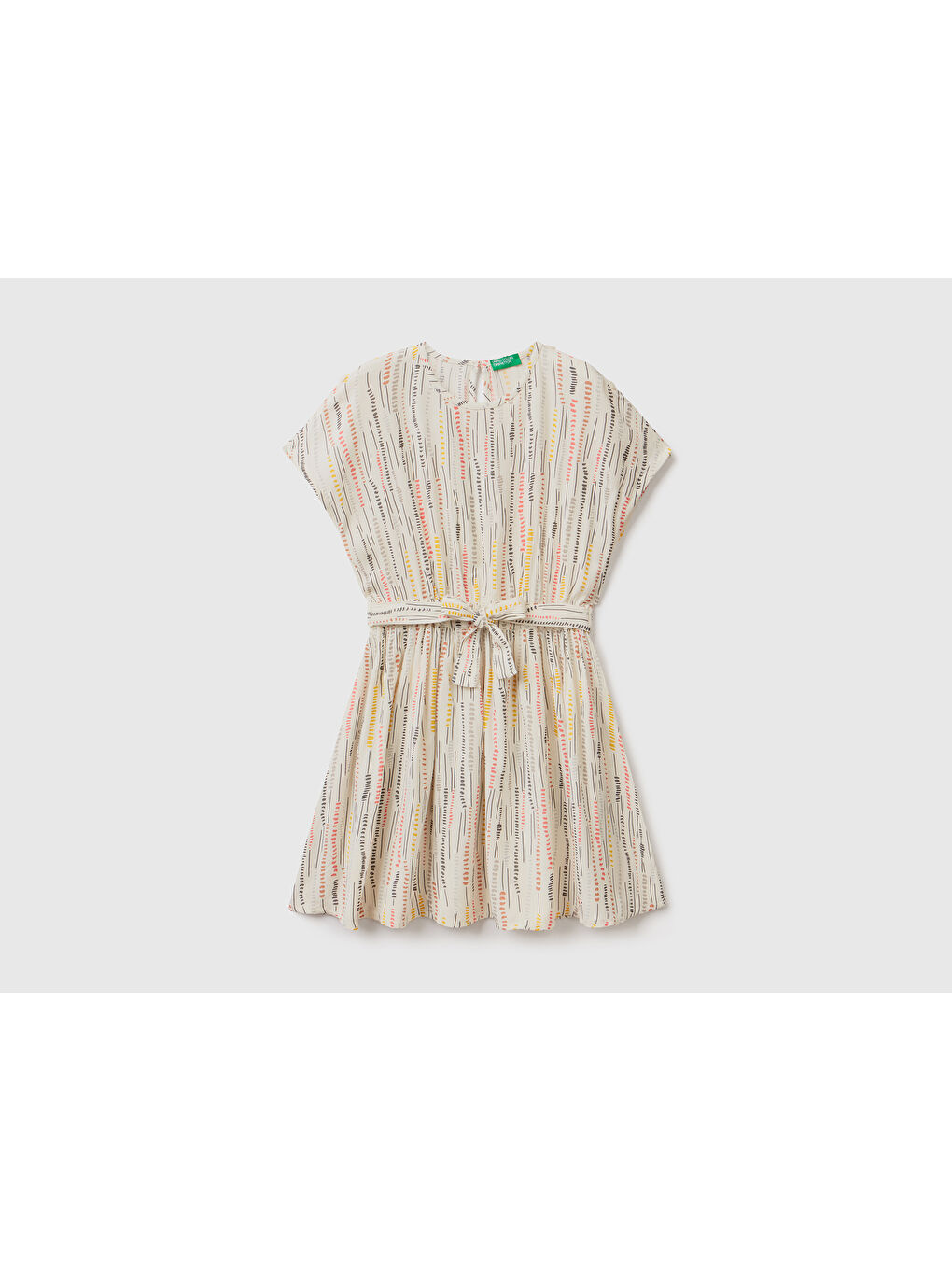 Ekru Kız Çocuk Krem Önü Pencereli Viskon Elbise