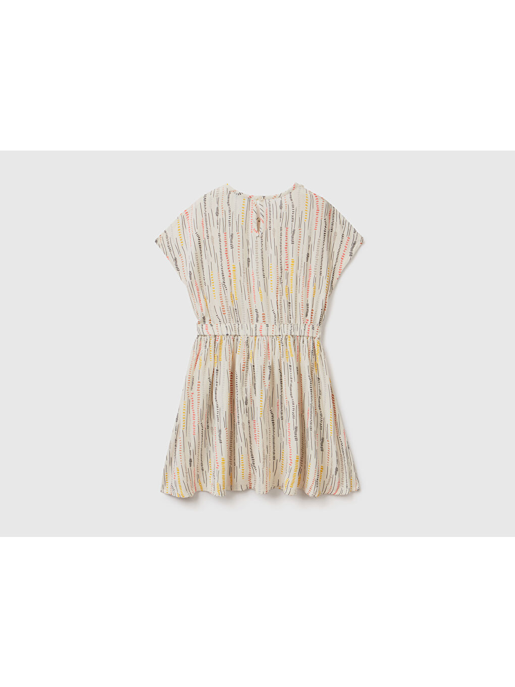 Ekru Kız Çocuk Krem Önü Pencereli Viskon Elbise-1