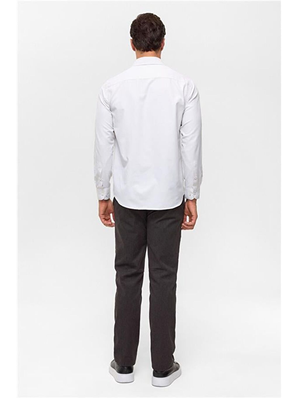 Ekru Regular Desenli Klasik Yaka Gömlek-4