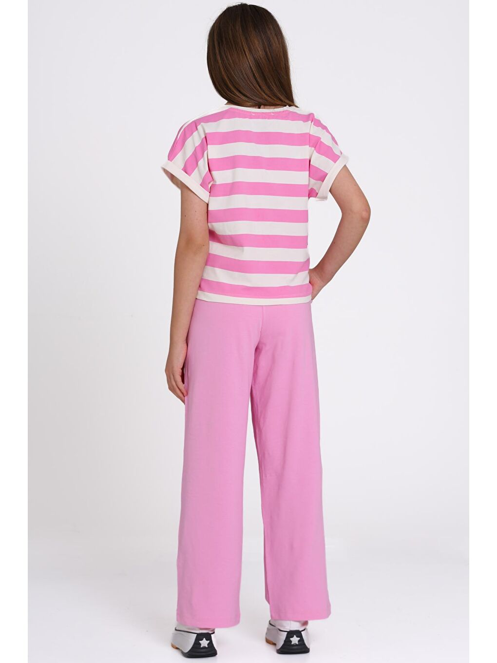 Pembe Çizgili Baskılı 8-12 Yaş Takım - 2458-5-1