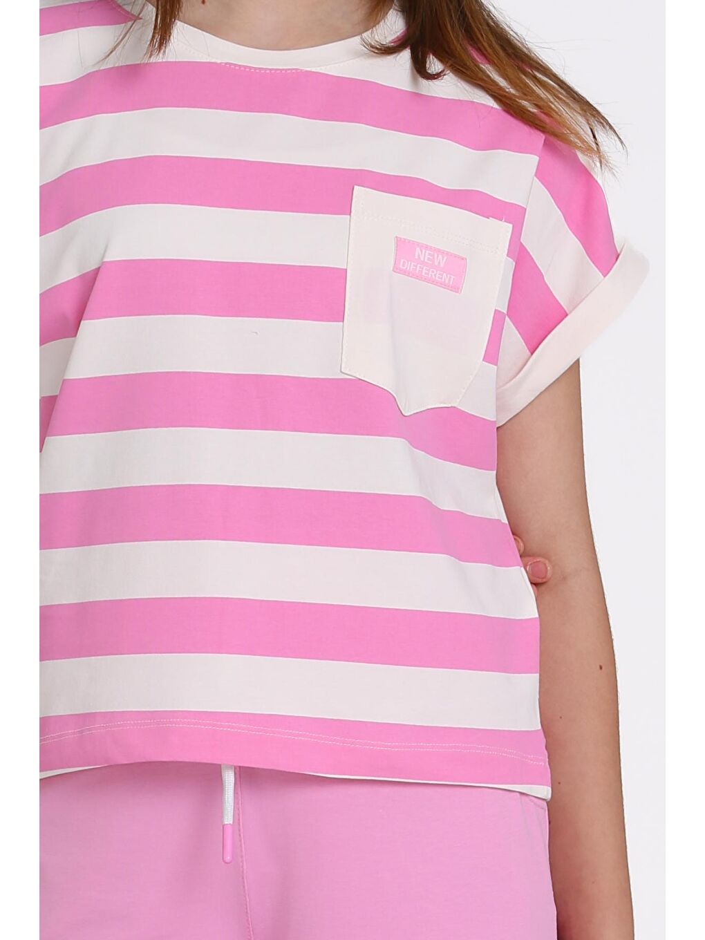 Pembe Çizgili Baskılı 8-12 Yaş Takım - 2458-5-4