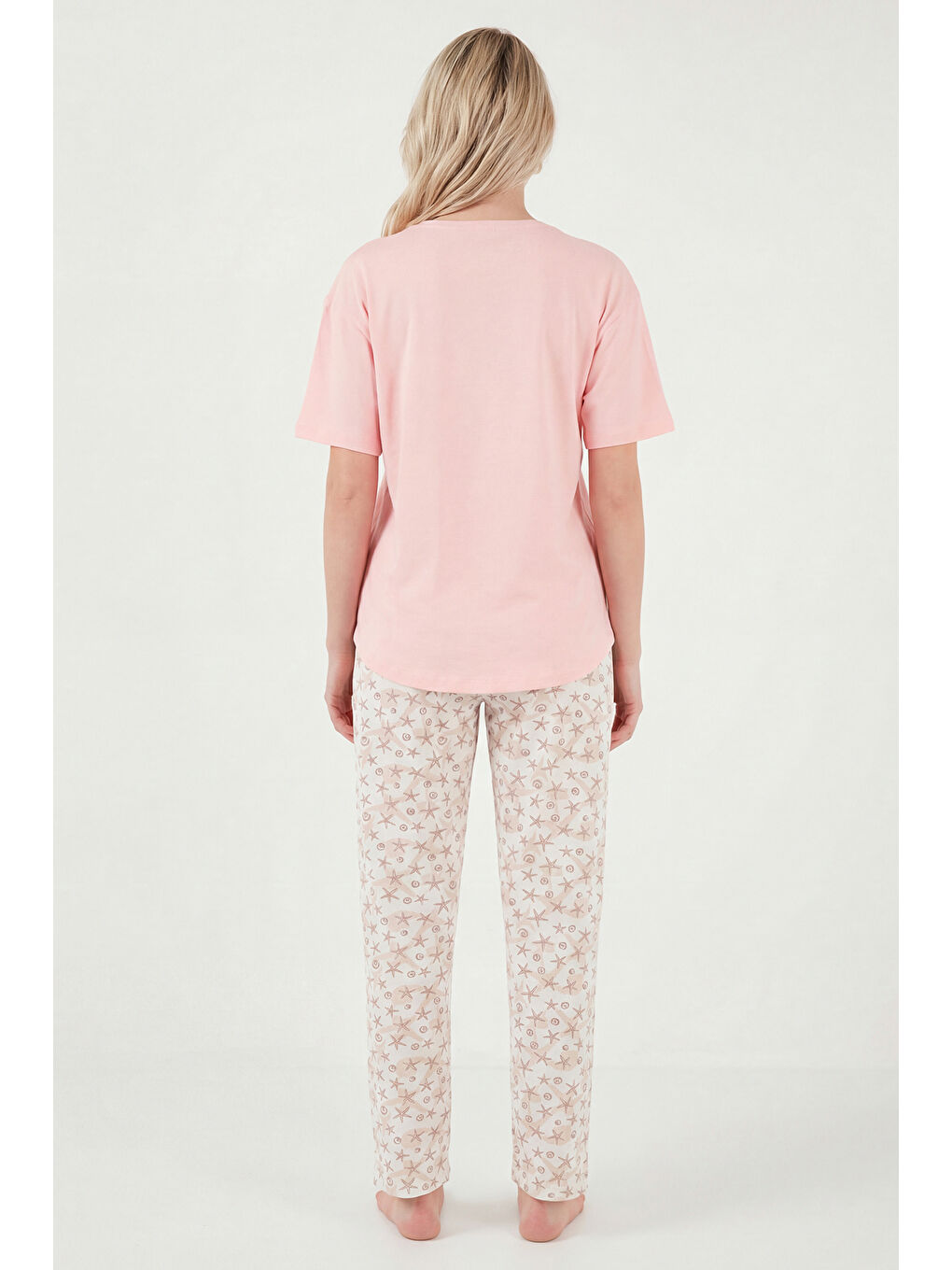 Pembe Pamuklu Regular Fit Bisiklet Yaka Cep Detaylı Pijama Takımı 6091325-6