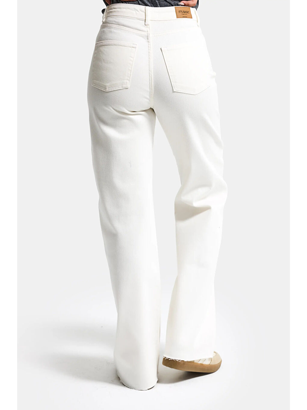 Kadın Kırık Beyaz 7s6-101 Straight Fit Yüksek Bel Denim Jean-1