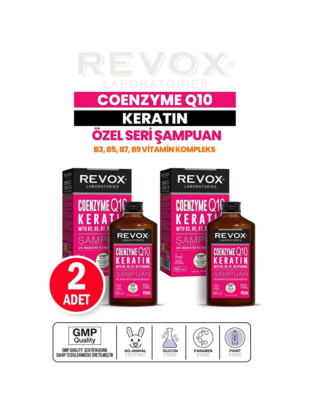 Revox Renksiz Coenzyme Q10 Phytokeratin Şampuan 360 ml x 2 Adet