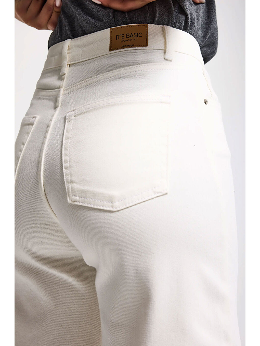 Kadın Kırık Beyaz 7s6-101 Straight Fit Yüksek Bel Denim Jean-5