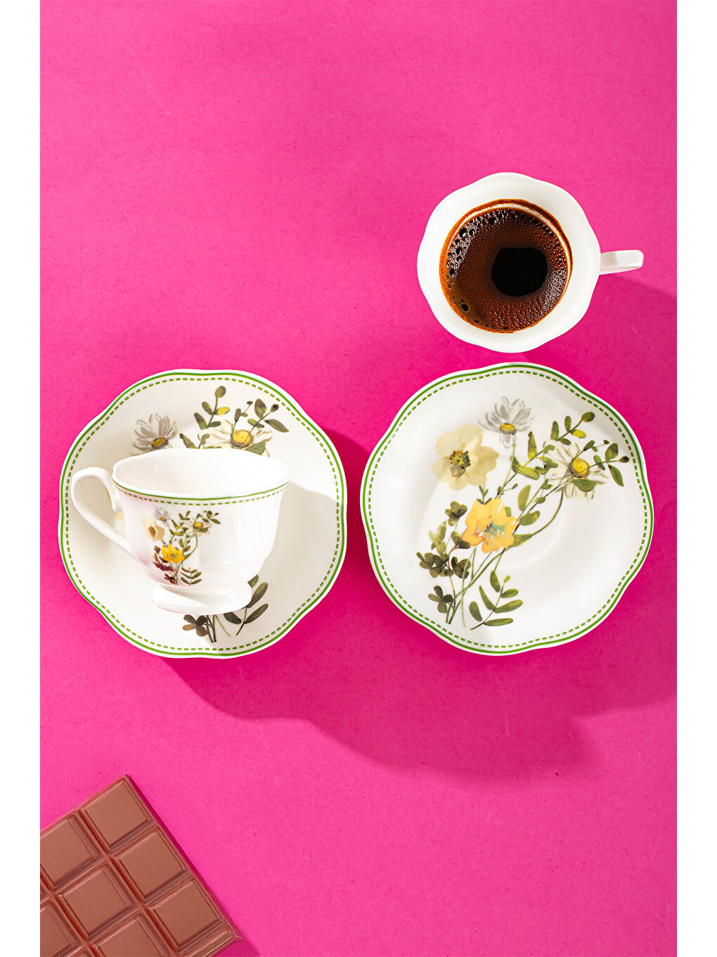 Beyaz Secret Garden 2 Kişilik 4 Parça Porselen Kahve Takımı-1