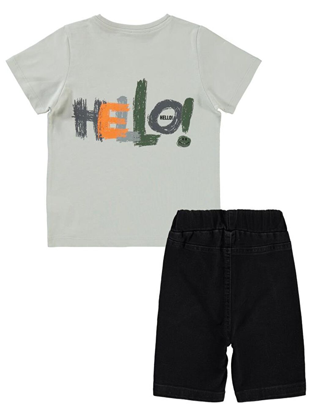 Boys Hello Baskılı 2-5 Yaş Takım - Gri 4-5 Yaş-2