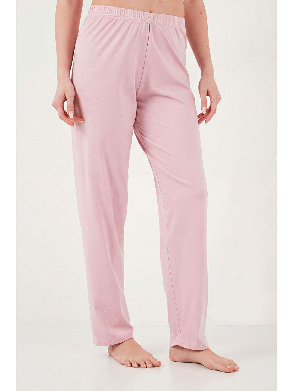 Lila Pamuklu Regular Fit Bisiklet Yaka Cep Detaylı Pijama Takımı 6091325-5