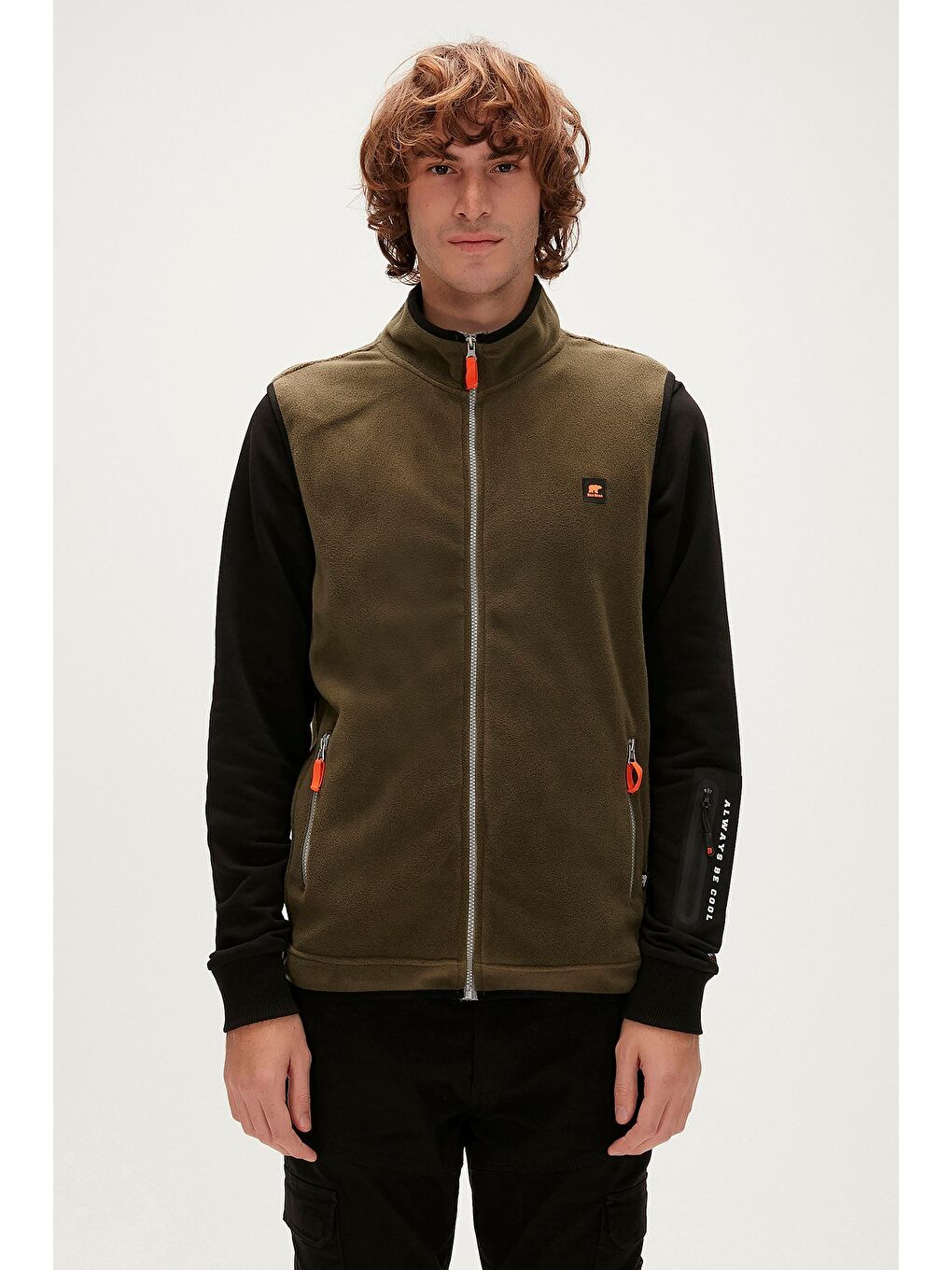 Burner Vest Haki Yeşil Erkek Polar Yelek