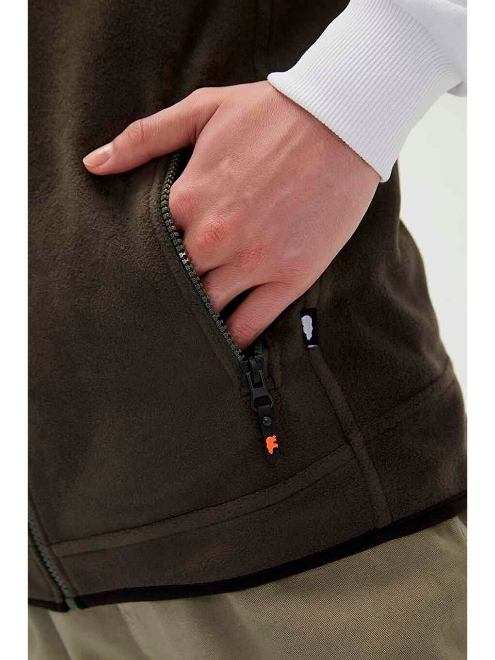 Burner Vest Haki Yeşil Erkek Polar Yelek-3