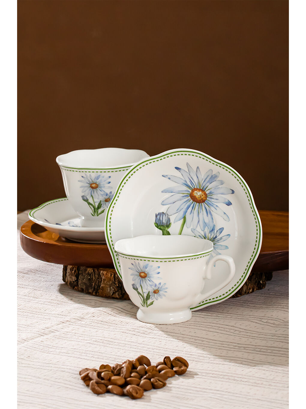 Beyaz De Flore 2 Kişilik 4 Parça Porselen Kahve Takımı