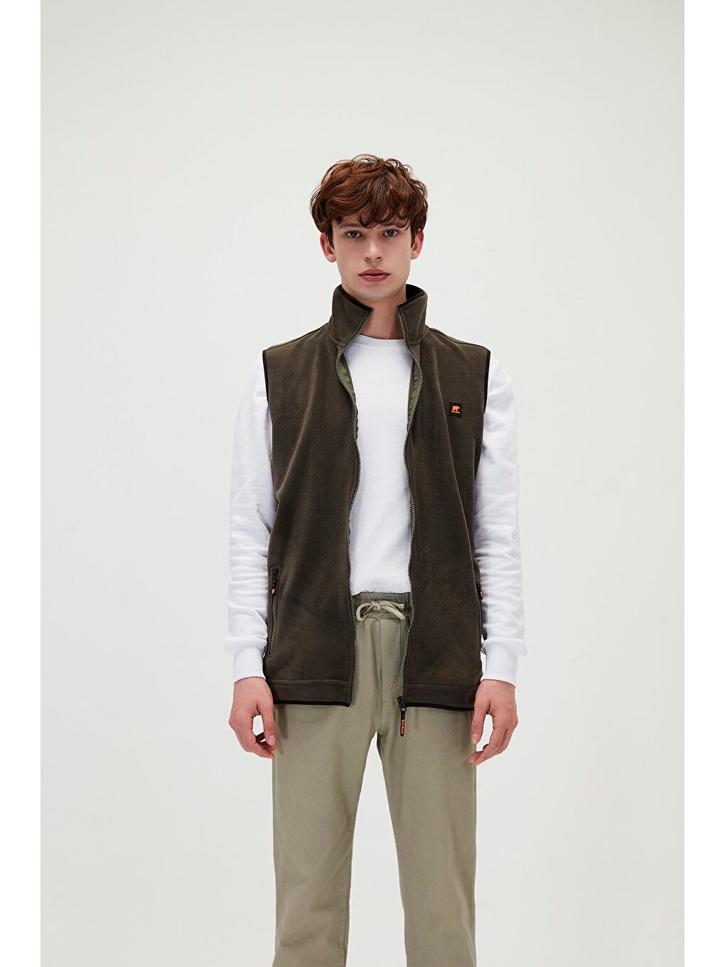 Burner Vest Haki Yeşil Erkek Polar Yelek-5