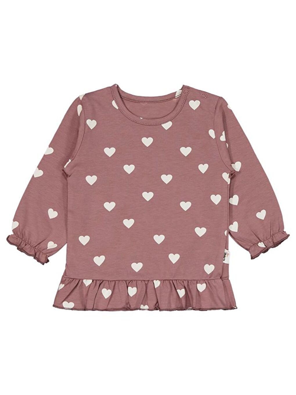 Kahverengi Baby Kalp Baskılı 6-18 Ay Takım - Kahve 9-12 Ay-2