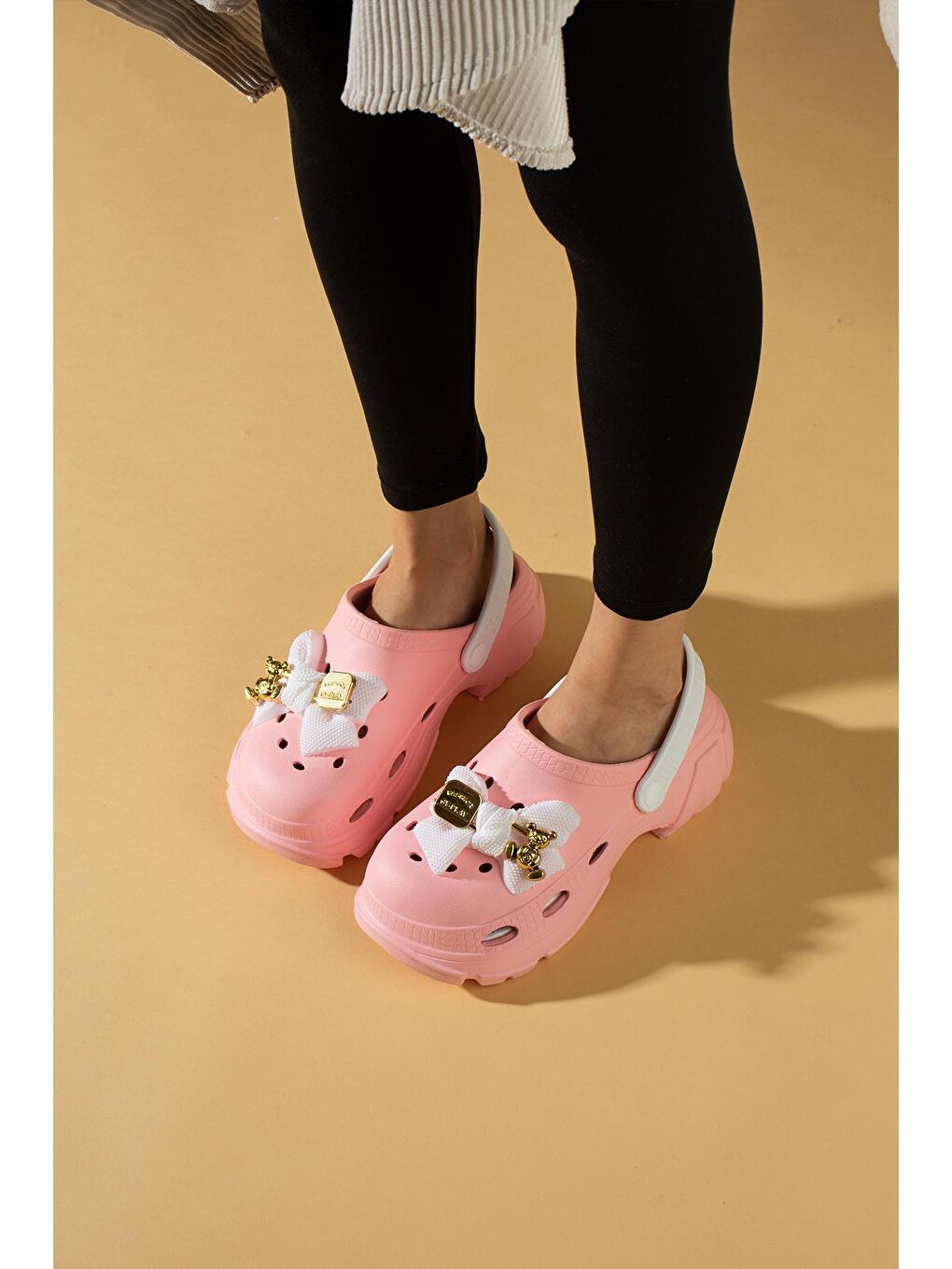 Pembe Yüksek Taban Kurdela Detaylı Eva Comfort Kadın Sandalet DNZ223-24-2