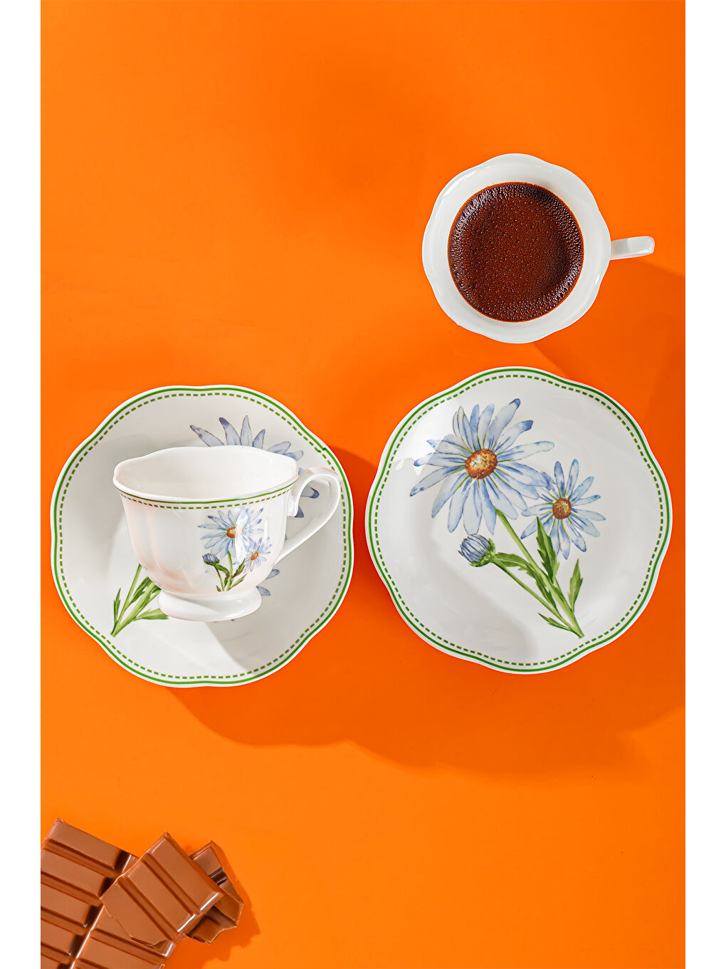 Beyaz De Flore 2 Kişilik 4 Parça Porselen Kahve Takımı-1