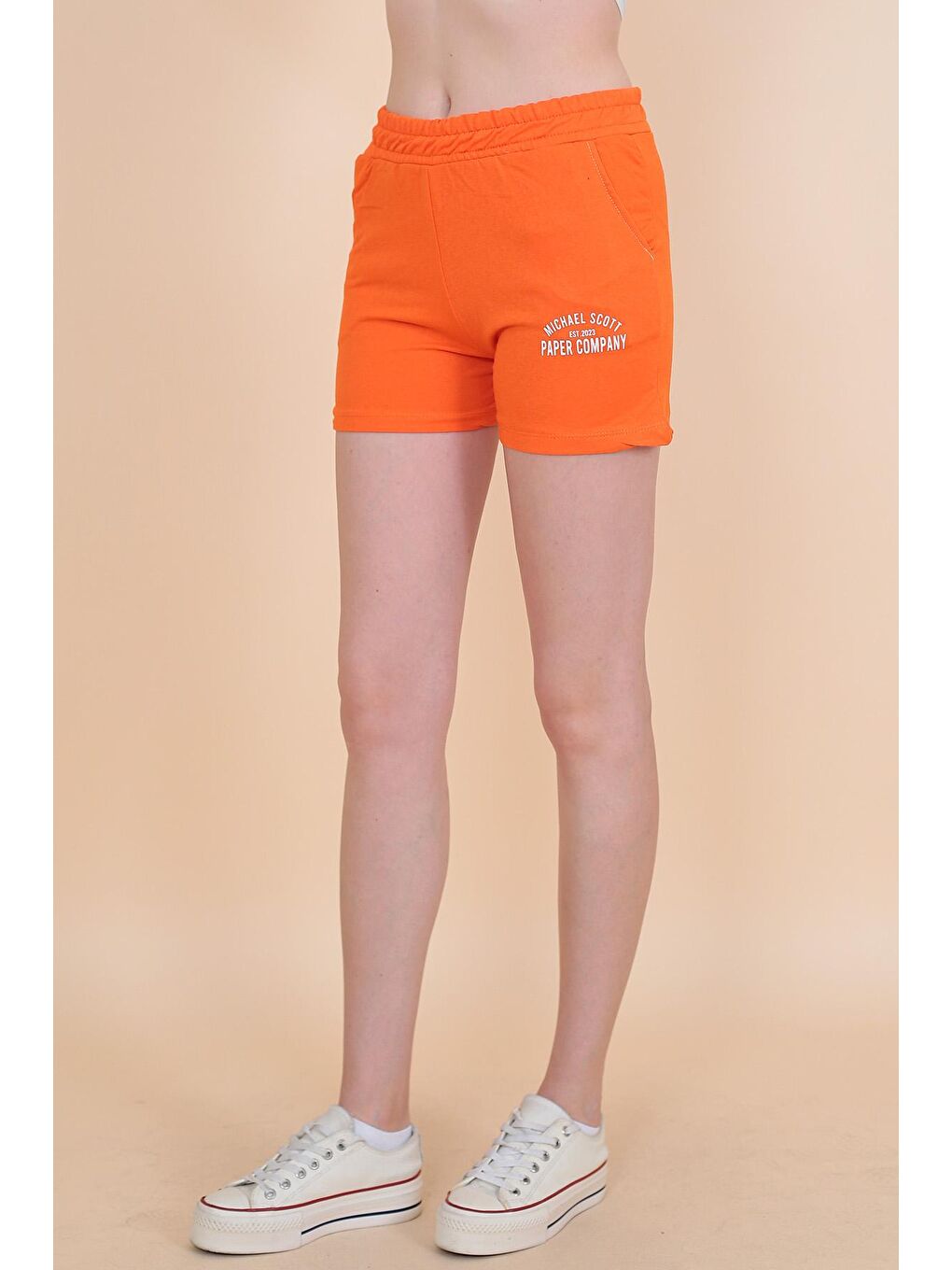 Turuncu Kadın Baskılı Şort 1990-4