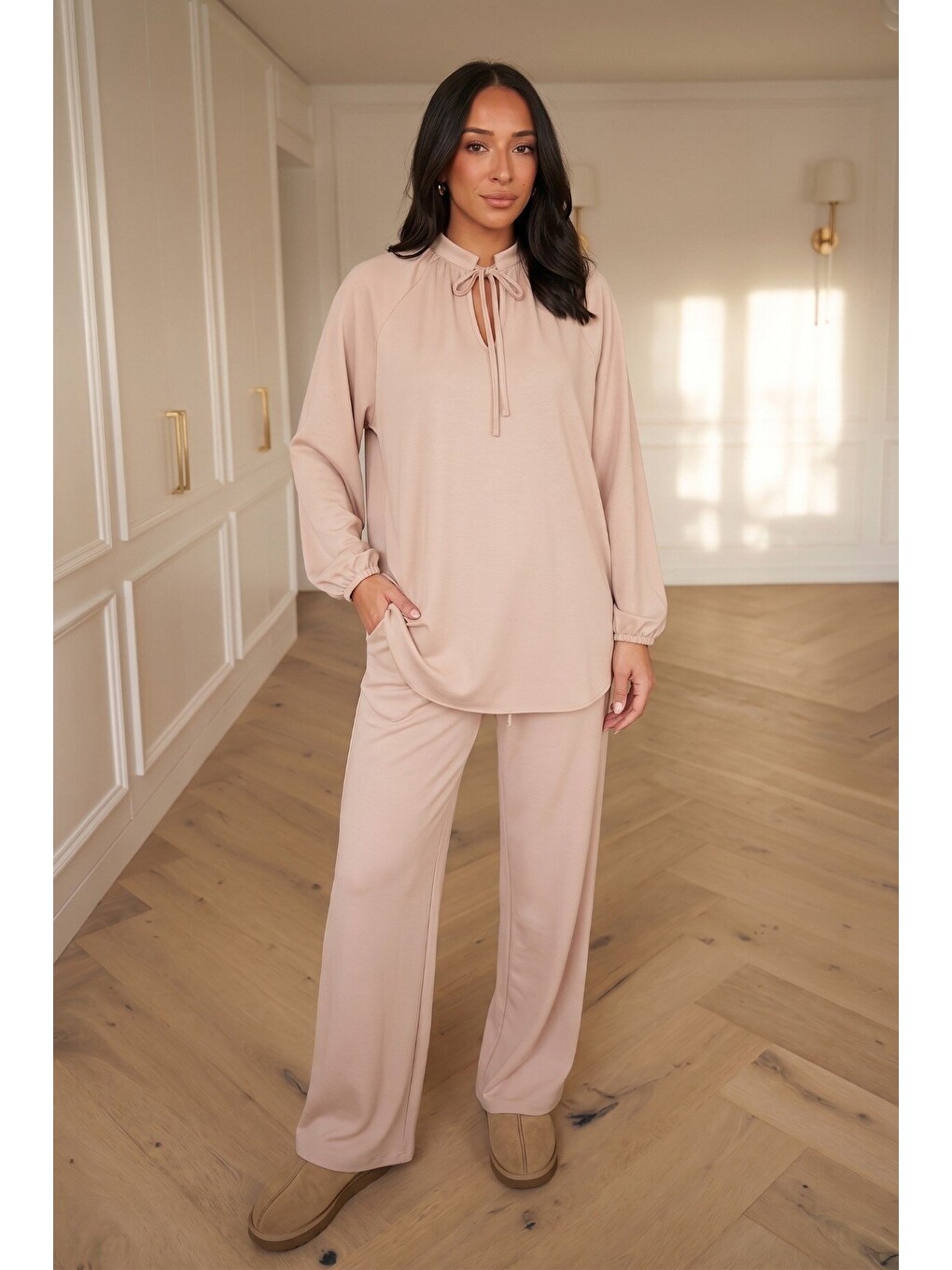 Bej Mia Comfort Modal Hamile Ve Lohusa Eşofman Takımı-3