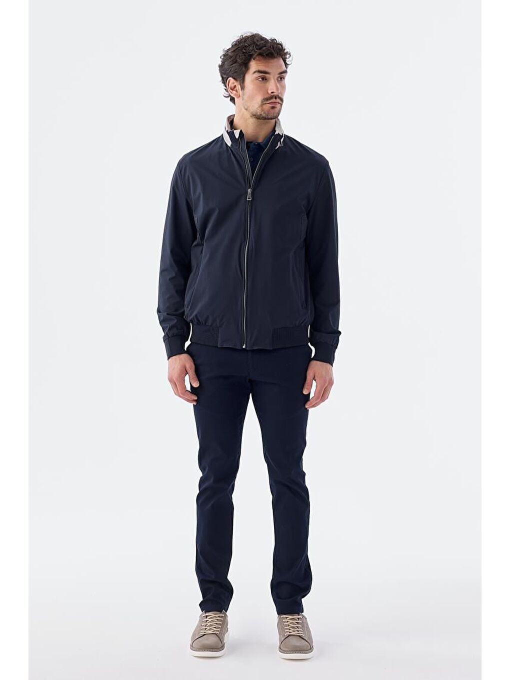 Lacivert Comfort Fit Kapüşonlu Rahat Mevsimlik Spor Mont-1