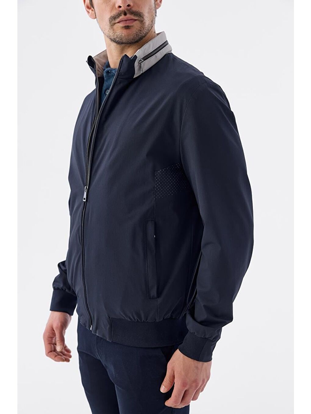 Lacivert Comfort Fit Kapüşonlu Rahat Mevsimlik Spor Mont-3