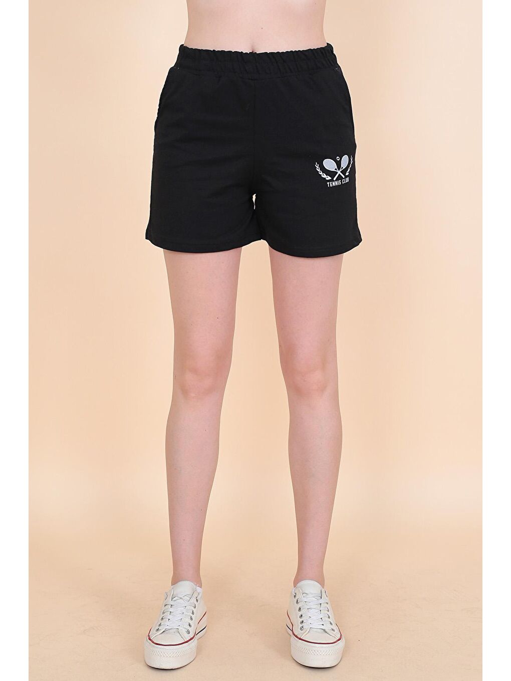 Siyah Kadın Baskılı Şort 1990-1