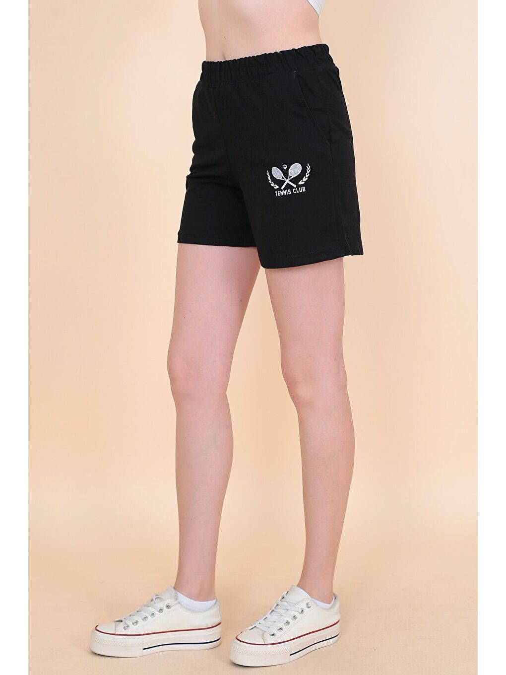 Siyah Kadın Baskılı Şort 1990-4