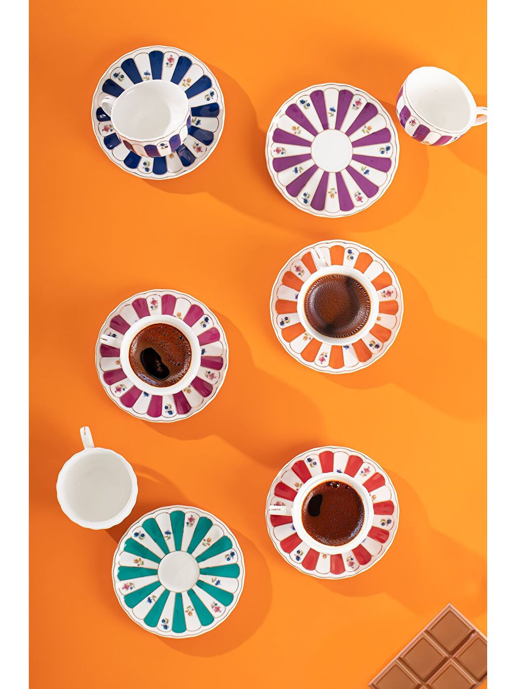 Karışık 16858 Balat 6 Kişilik 12 Parça Porselen Kahve Fincan Takımı-2