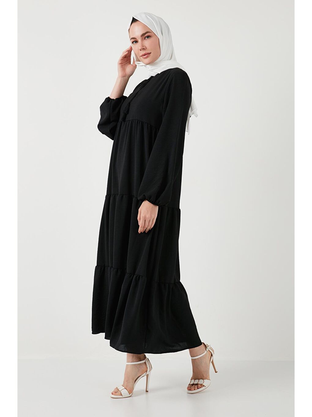 Lela Siyah Modest Regular Fit Dik Yaka Uzun Elbise Kadın ELBİSE 611EL545 - 3